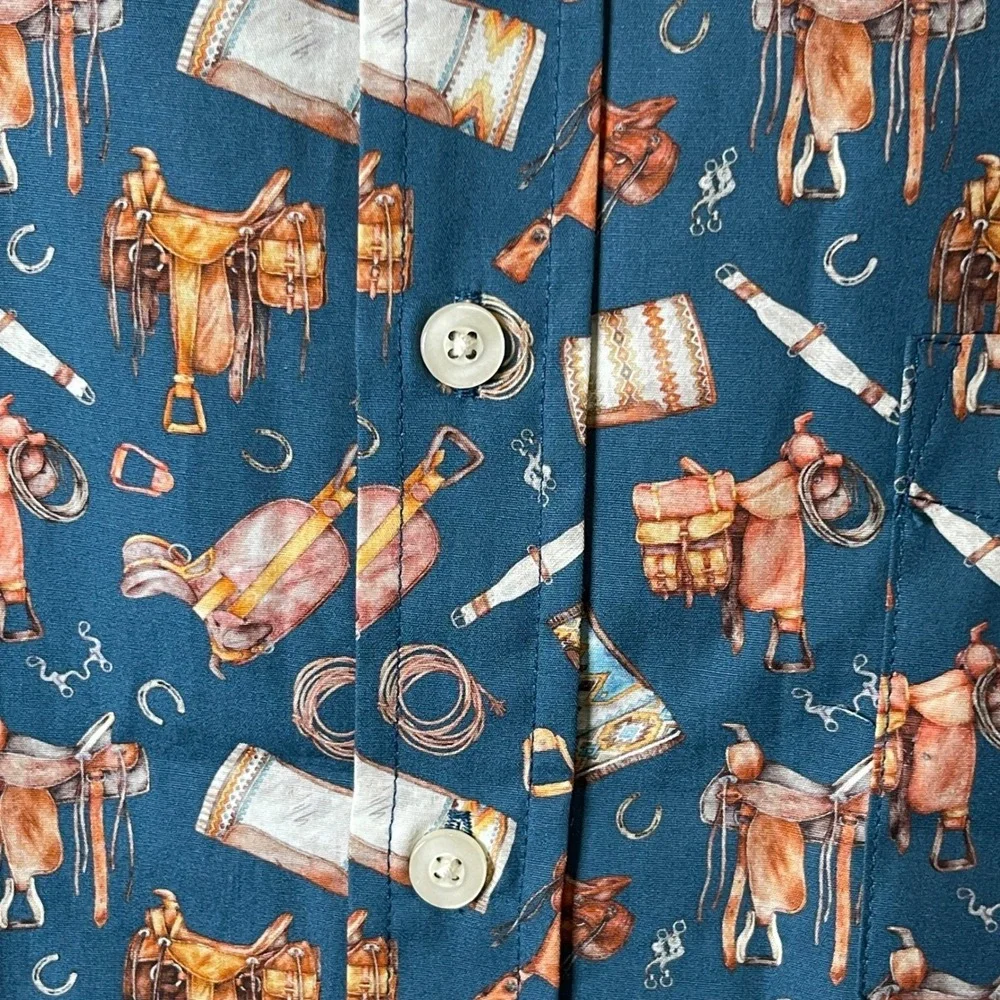 Rocking K  Ranchwear by‎ Kennington Men's Large Western Botton Up Blue